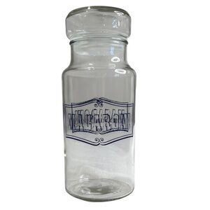 Vintage 70s Catelli Ltd Clear Glass Macaroni Jar Blue Label Air Tight Lid